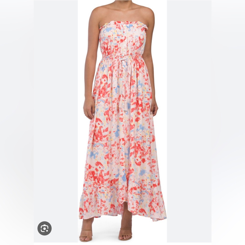 Midi-Maxi front slit strapless summer dress
